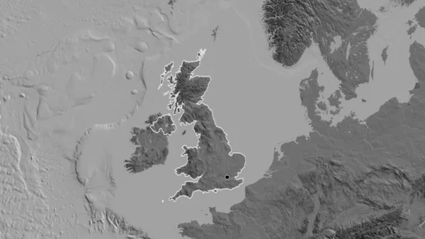 Крупный План Приграничной Зоны Великобритании Двухуровневой Карте Отличный Момент Очертания — стоковое фото