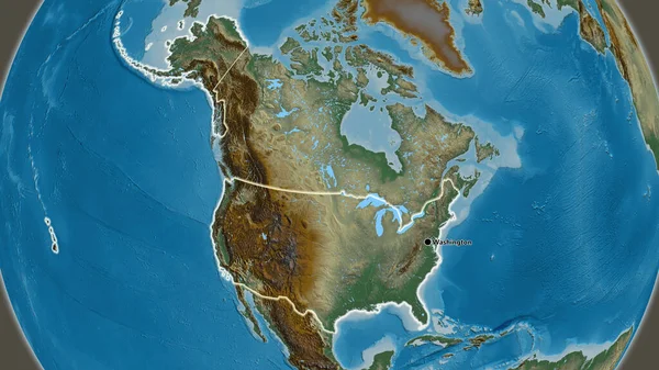 Близько Прикордонної Території Сполучених Штатів Америки Рельєфній Карті Столична Точка — стокове фото