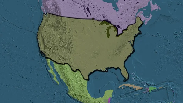 Detailní Záběr Pohraniční Oblasti Spojených Států Amerických Zvýrazňující Tmavý Překryv — Stock fotografie