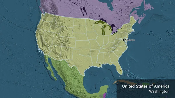 Близько Прикордонної Території Сполучених Штатів Америки Регіональних Кордонів Адміністративній Карті — стокове фото