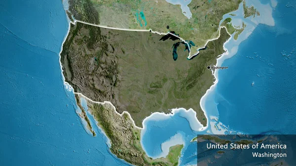 Amerika Birleşik Devletleri Sınır Bölgesinin Yakın Çekimleri Uydu Haritasında Koyu — Stok fotoğraf