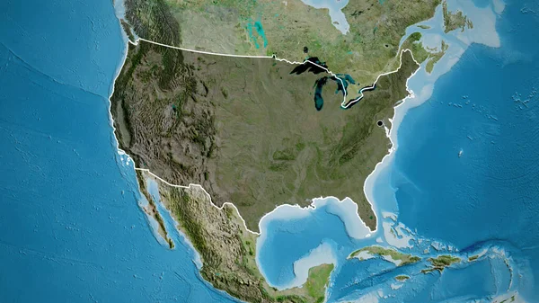 Close United States America Border Area Highlighting Dark Overlay Satellite — Stock Photo, Image