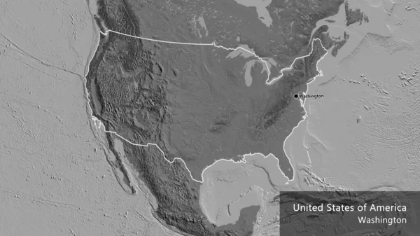 Close United States America Border Area Bilevel Map Capital Point — Stock Photo, Image