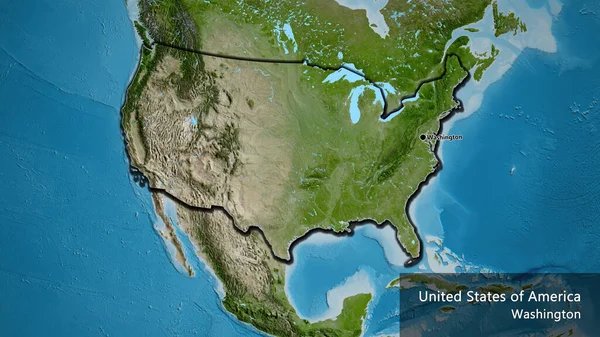 Крупним Планом Прикордонна Зона Сполучених Штатів Америки Супутниковій Карті Столична — стокове фото
