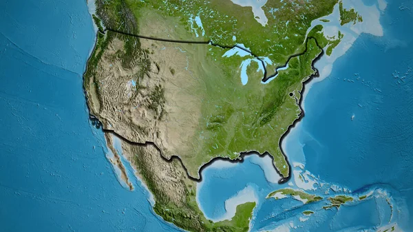 Primer Plano Zona Fronteriza Los Estados Unidos América Mapa Satelital — Foto de Stock