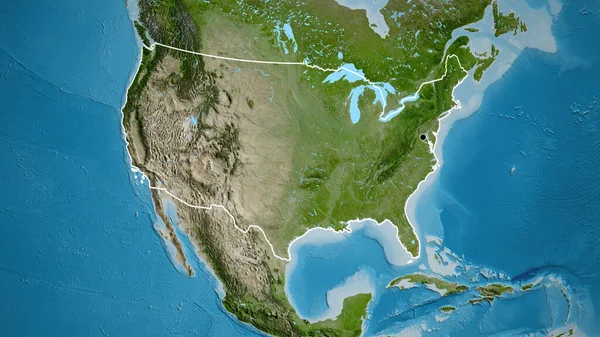 Närbild Förenta Staternas Gränsområde Satellitkarta Huvudpunkt Skissera Runt Landet Form — Stockfoto