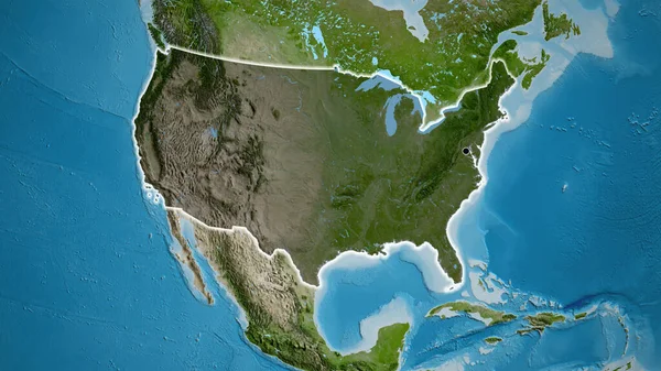 美利坚合众国边境地区的特写镜头 用卫星地图上的黑暗阴影突出显示 资本点 风靡全国 — 图库照片