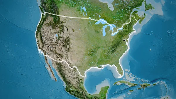 衛星地図上の米国の国境地域の閉鎖 資本ポイント 全国に光る — ストック写真
