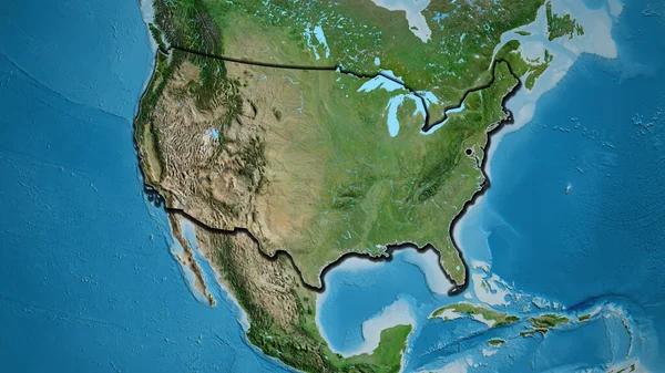 Närbild Förenta Staternas Gränsområde Satellitkarta Huvudpunkt Skalade Kanter Lantformen — Stockfoto