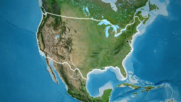 衛星地図上の米国の国境地域の閉鎖 資本ポイント 全国に光る — ストック写真