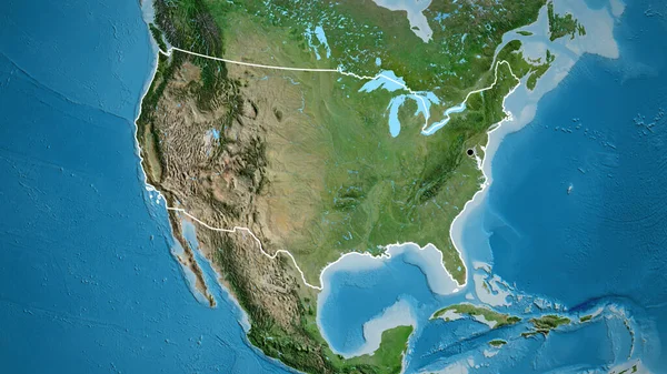 Närbild Förenta Staternas Gränsområde Satellitkarta Huvudpunkt Skissera Runt Landet Form — Stockfoto