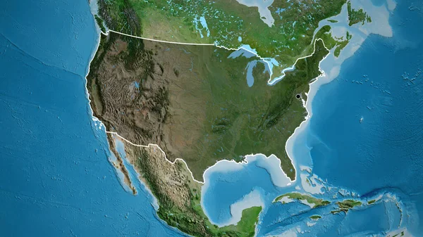 Närbild Usa Gränsområde Belyser Med Mörk Överlagring Satellitkarta Huvudpunkt Skissera — Stockfoto