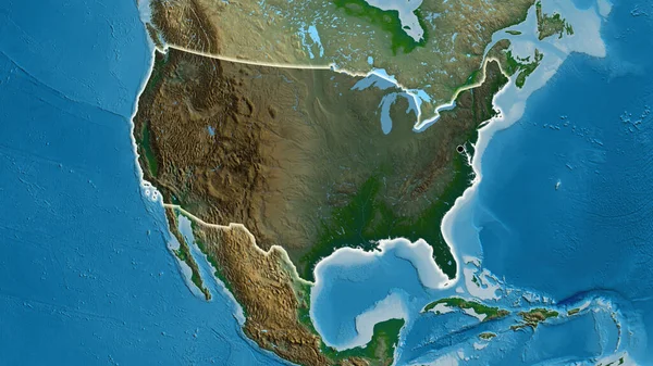 美利坚合众国边境地区的特写镜头 用一张地形图上的黑暗阴影突出显示出来 资本点 风靡全国 — 图库照片