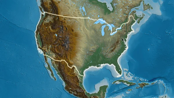 Amerika Birleşik Devletleri 'nin sınır bölgesinin yakın plan bir haritası var. Ana nokta. Ülke çapında parıltı. 