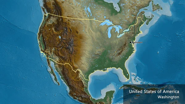 Близько Прикордонної Території Сполучених Штатів Америки Рельєфній Карті Столична Точка — стокове фото