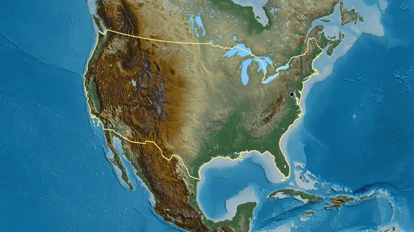 Close Área Fronteira Dos Estados Unidos América Mapa Alívio Ponto — Fotografia de Stock