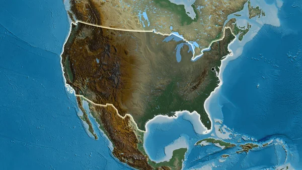Zbliżenie Strefy Przygranicznej Stanów Zjednoczonych Ameryki Ciemnymi Nakładkami Mapę Pomocy — Zdjęcie stockowe
