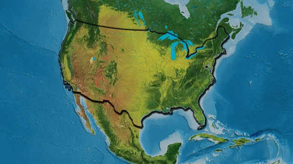 Zbliżenie Granicy Stanów Zjednoczonych Ameryki Mapie Topograficznej Główny Punkt Ścinane — Zdjęcie stockowe