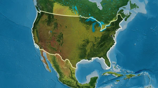 地形図上の暗いオーバーレイで強調米国の国境地域のクローズアップ 資本ポイント 全国に光る — ストック写真