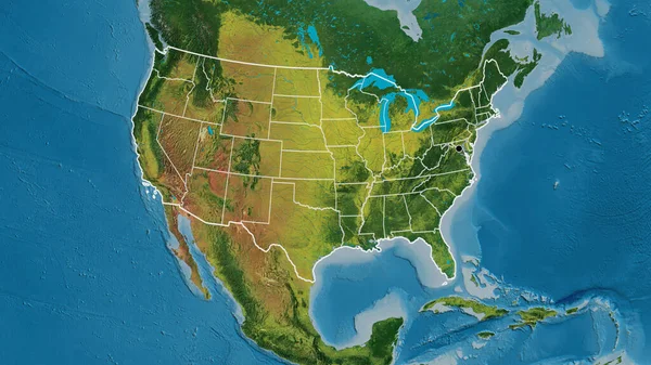 Zbliżenie Strefy Przygranicznej Stanów Zjednoczonych Ameryki Jej Granic Regionalnych Mapie — Zdjęcie stockowe