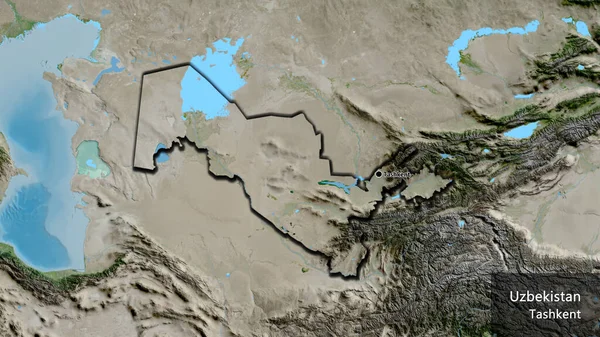 Zbliżenie Strefy Przygranicznej Uzbekistanu Zdjęciu Satelitarnym Yahoo Główny Punkt Ścięte — Zdjęcie stockowe