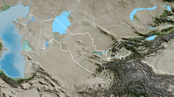 Close Uzbekistan Border Area Satellite Map Capital Point Outline Country — Stock Photo, Image