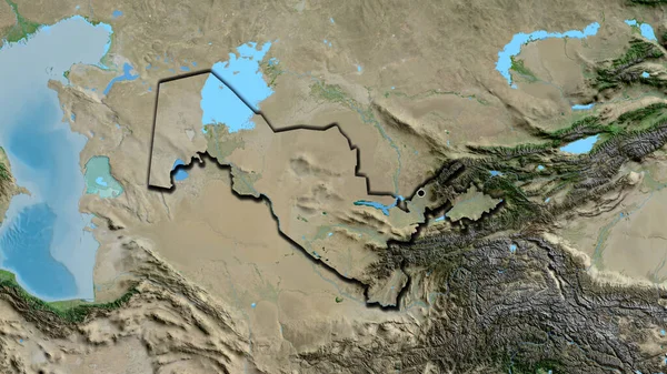 Крупним Планом Прикордонна Зона Узбекистану Супутниковій Карті Столична Точка Перевернуті — стокове фото