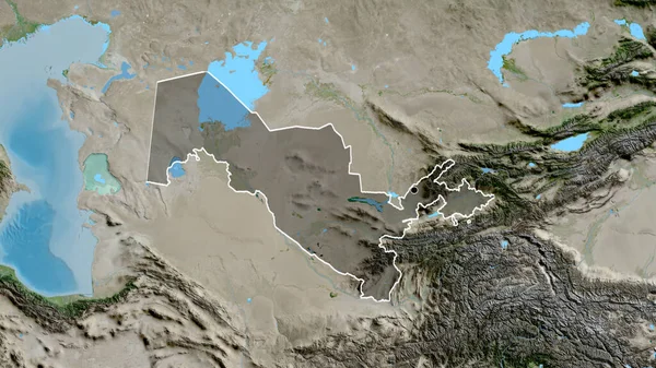 Close Área Fronteiriça Uzbequistão Destacando Com Uma Cobertura Escura Mapa — Fotografia de Stock