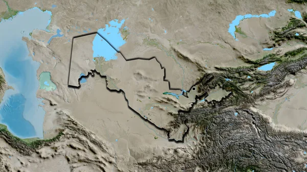 Close Van Het Grensgebied Van Oezbekistan Een Satellietkaart Hoofdpunt Gevelde — Stockfoto