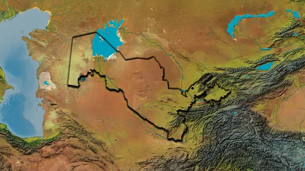 Detailní Záběr Pohraniční Oblasti Uzbekistánu Topografické Mapě Fakt Zkosené Hrany — Stock fotografie