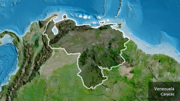 Detailní Záběr Pohraniční Oblasti Venezuely Zvýrazňující Tmavý Překryv Satelitní Mapě — Stock fotografie
