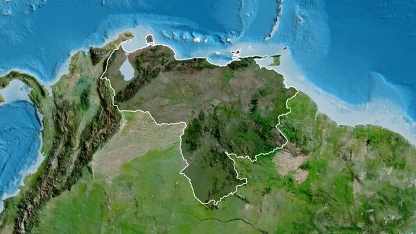 衛星地図上の暗いオーバーレイで強調されているベネズエラの国境地域のクローズアップ 資本ポイント 全国の概要 — ストック写真