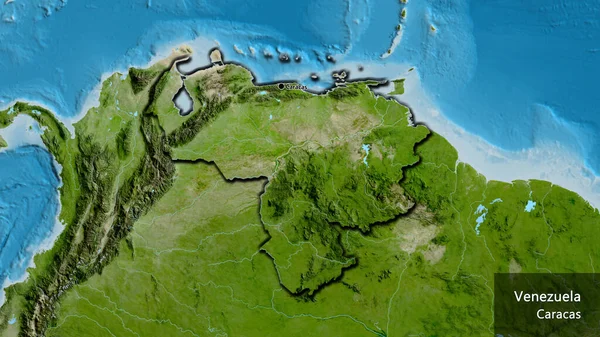 Närbild Venezuelas Gränsområde Satellitkarta Huvudpunkt Skalade Kanter Landet Form Landets — Stockfoto
