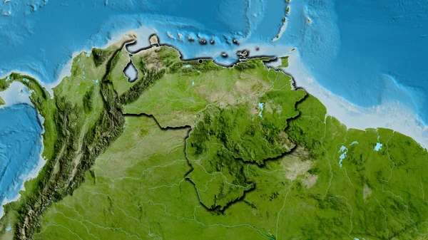 Venezuela Sınırına Yakın Bir Uydu Haritası Ana Nokta Ülkenin Kıvrımlı — Stok fotoğraf