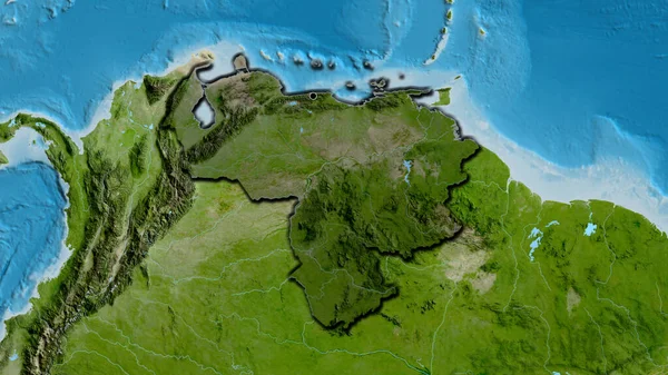 Venezuela Sınır Bölgesinin Yakın Çekimleri Bir Uydu Haritasında Koyu Bir — Stok fotoğraf