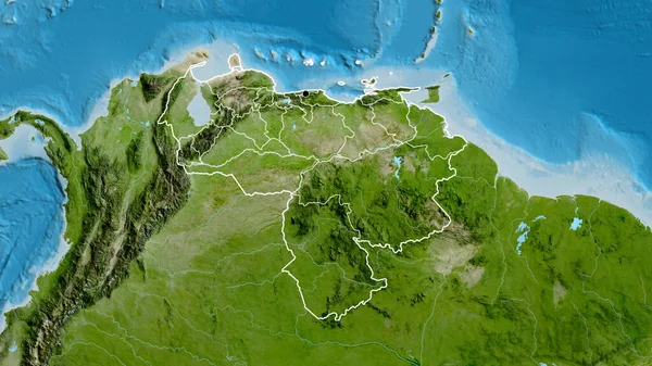 ベネズエラ国境地域の閉鎖と衛星地図上のその地域の境界線 資本ポイント 全国の概要 — ストック写真
