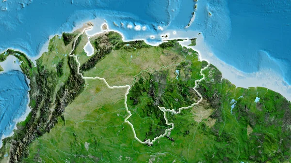 Nahaufnahme Des Venezolanischen Grenzgebiets Auf Einer Satellitenkarte Kapitalpunkt Glühen Ganzen — Stockfoto