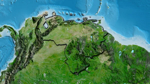 Κοντινό Πλάνο Της Παραμεθόριας Περιοχής Της Βενεζουέλας Δορυφορικό Χάρτη Σημάδι — Φωτογραφία Αρχείου