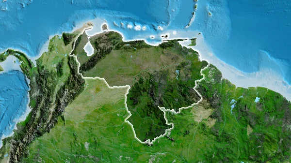 Close Venezuela Border Area Highlighting Dark Overlay Satellite Map Capital — Stock Photo, Image