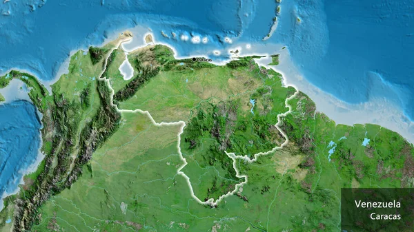 Nahaufnahme Des Venezolanischen Grenzgebiets Auf Einer Satellitenkarte Kapitalpunkt Überall Land — Stockfoto