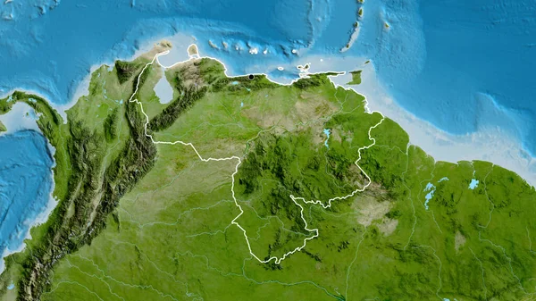 Nahaufnahme Des Venezolanischen Grenzgebiets Auf Einer Satellitenkarte Kapitalpunkt Umrisse Rund — Stockfoto