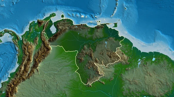 Close Área Fronteira Venezuela Destacando Com Uma Sobreposição Escura Mapa — Fotografia de Stock