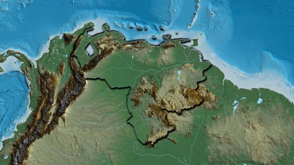 Venezuela Sınırının Yakınındaki Bir Haritada Ana Nokta Ülkenin Kıvrımlı Kenarları — Stok fotoğraf