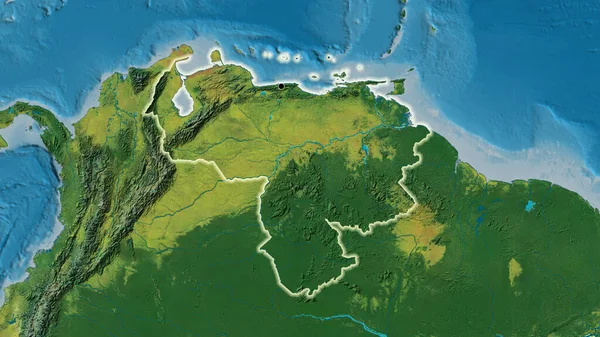 Nahaufnahme Des Venezolanischen Grenzgebiets Auf Einer Topografischen Karte Kapitalpunkt Glühen — Stockfoto