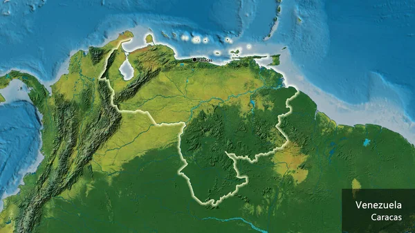 Detailní Záběr Pohraniční Oblasti Venezuely Topografické Mapě Fakt Záře Kolem — Stock fotografie