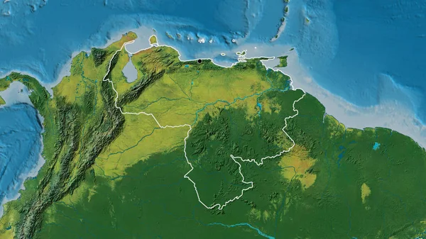 Nahaufnahme Des Venezolanischen Grenzgebiets Auf Einer Topografischen Karte Kapitalpunkt Umrisse — Stockfoto