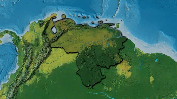 Крупним Планом Висвітлюється Прикордонна Зона Венесуели Темним Накладанням Топографічну Карту — стокове фото