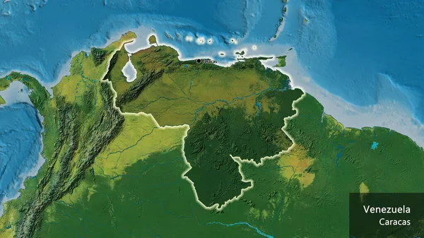 Detailní Záběr Pohraniční Oblasti Venezuely Zvýrazňující Tmavou Vrstvu Topografické Mapě — Stock fotografie