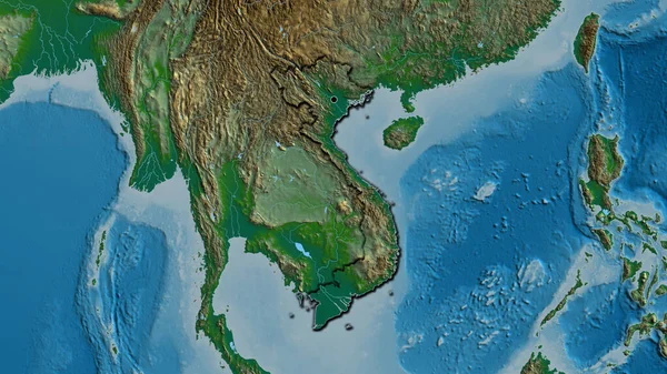 Крупный План Пограничной Зоны Вьетнама Физической Карте Отличный Момент Скошенный — стоковое фото