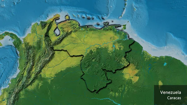 Крупним Планом Прикордонна Територія Венесуели Топографічній Карті Столична Точка Перевернуті — стокове фото